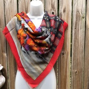 VTG Festive, bright Square Scarf Fruit arrangement motif